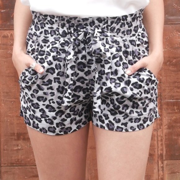 Pants - ANIMAL LEOPARD PRINT TIE FRONT SHORTS WOME…